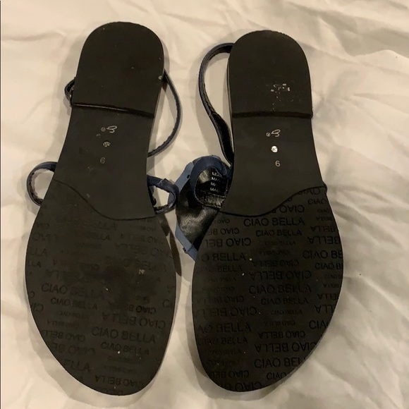 Navy blue leather sandals - Picture 3 of 5